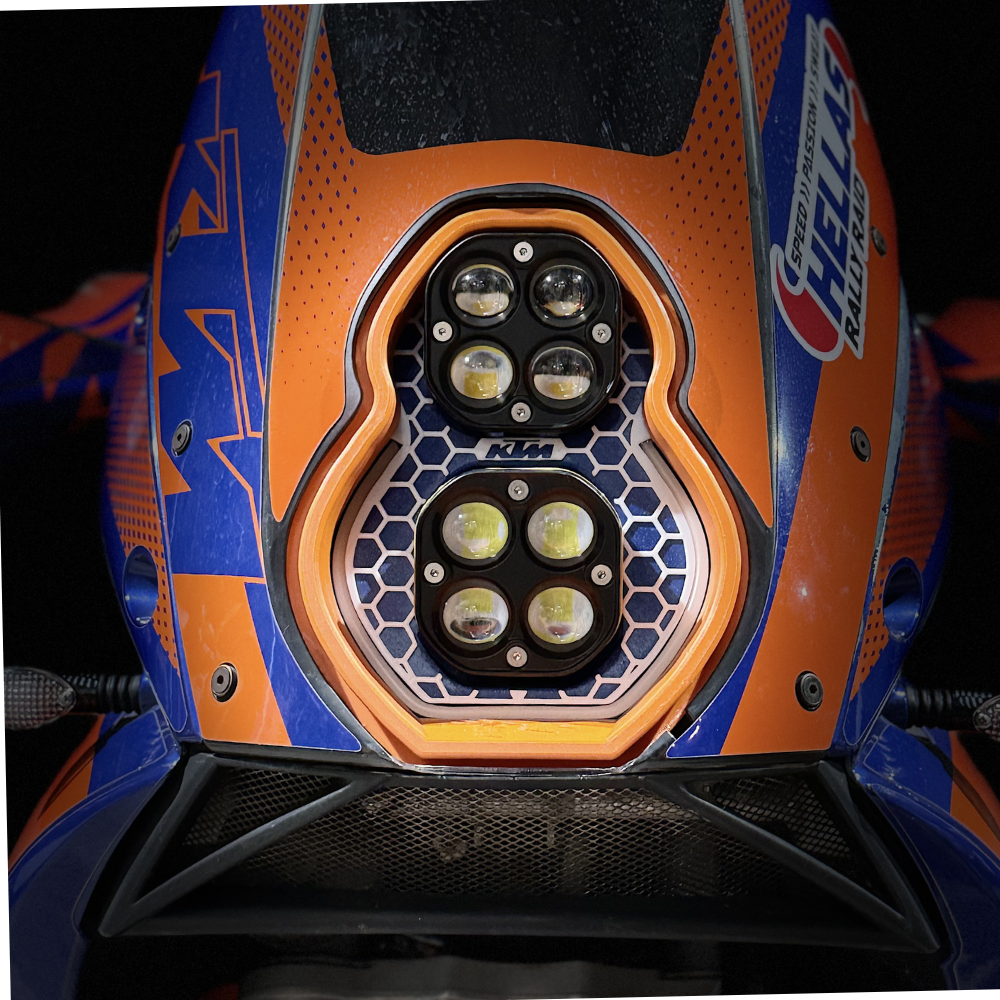 3dit_ktm_990-950_headlight_orange_white_blue_feature_product-3-scaled KTM 950 990 custom headlight orange, white and blue plug and play LED dual unit